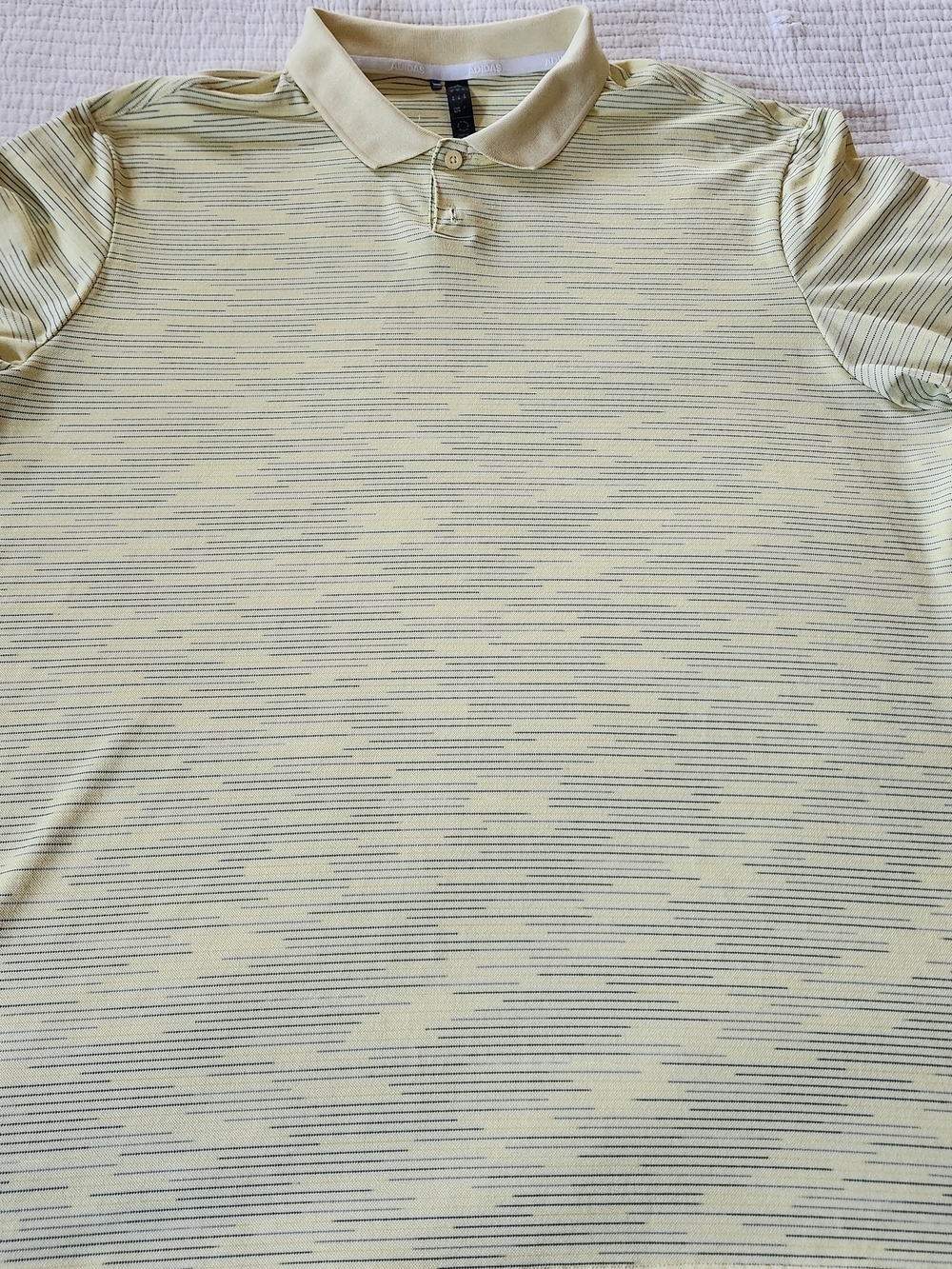 adidas Men’s Pale Yellow Striped Polo Shirt Size XL - Picture 2 of 10